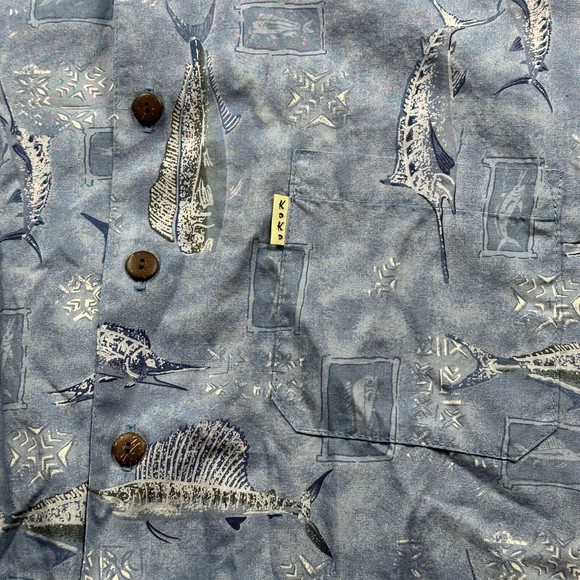 Vintage Koko Island Shirt Men’s XL Made In USA Button Up Hawaiian Fish Blue‎ - Picture 6 of 11